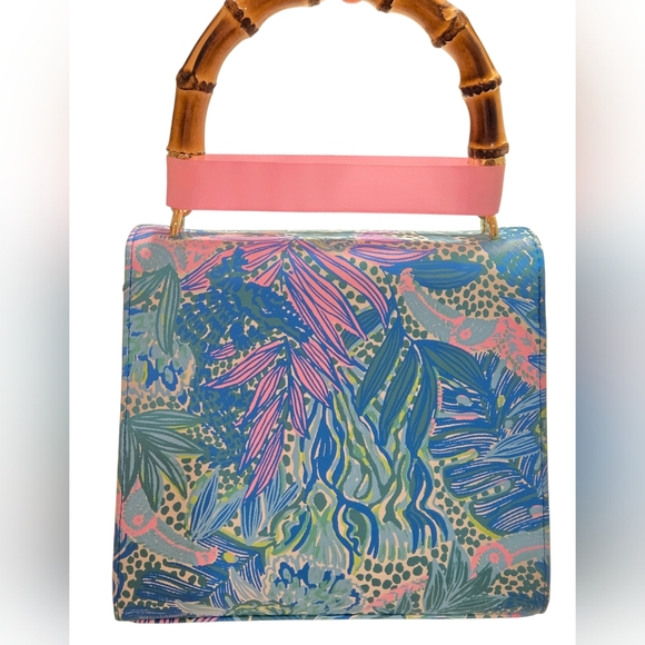 Lilly Pulitzer Limited Bamboo Holiday In the Sun Botanical Green Bag & Wallet - Picture 5 of 13